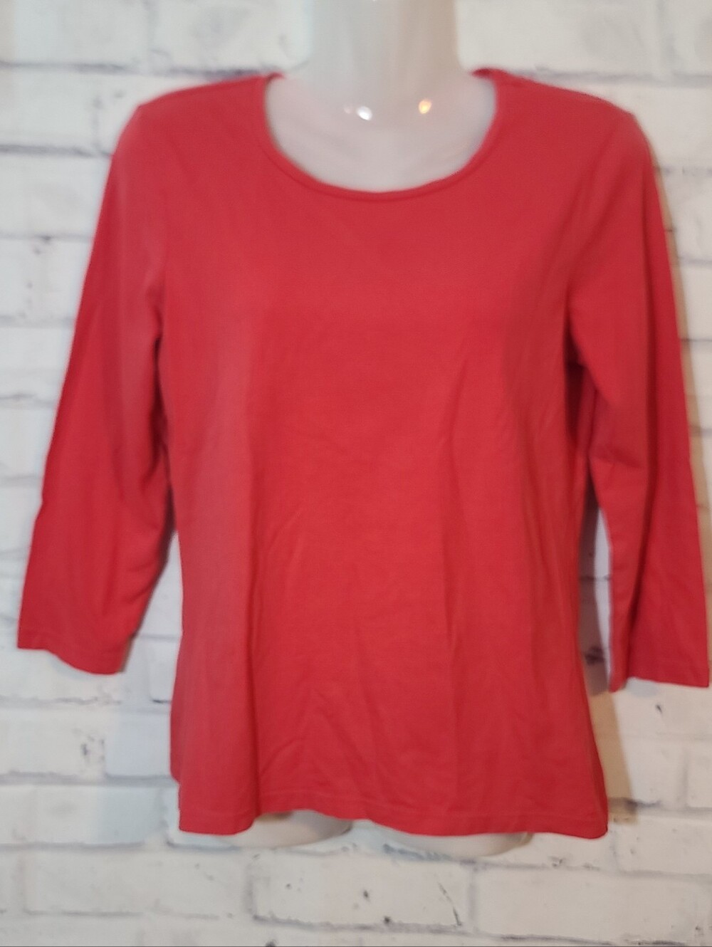 Chico's True Color Tees Women's Coral Solid 3/4 Sleeve Top Small